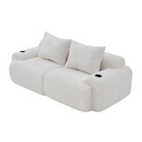 2-SITZER Sofa Cord mit Getränkehalter und Seitentasche 200/99/80 cm Beige - Beige, Textil (99/80/200cm) - Redom