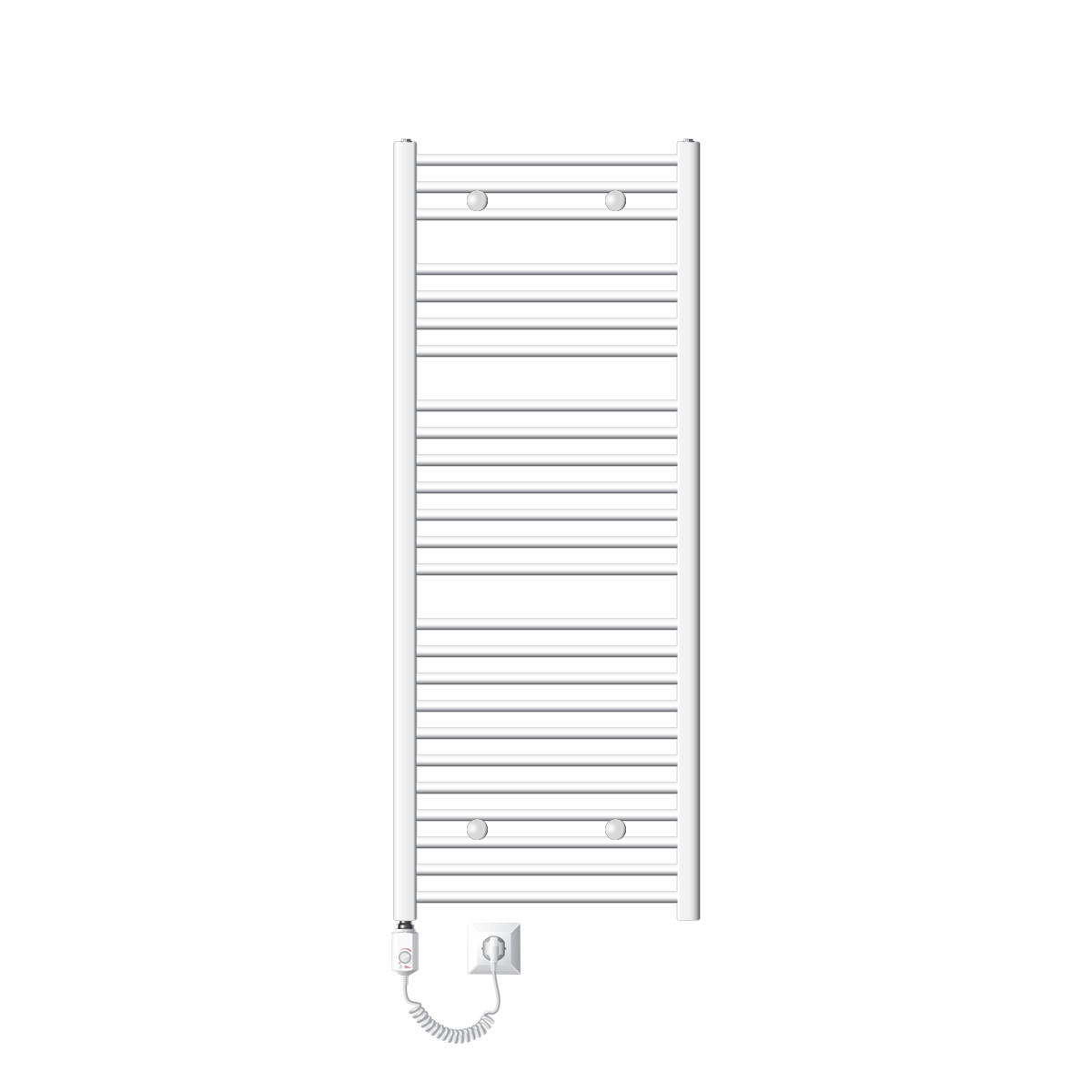 BADHEIZKÖRPER elektrisch Sahara 600x1500 mm Weiß gerade mit Heizstab 1200W - Weiß, Metall (3/150/60cm) - LuxeBath