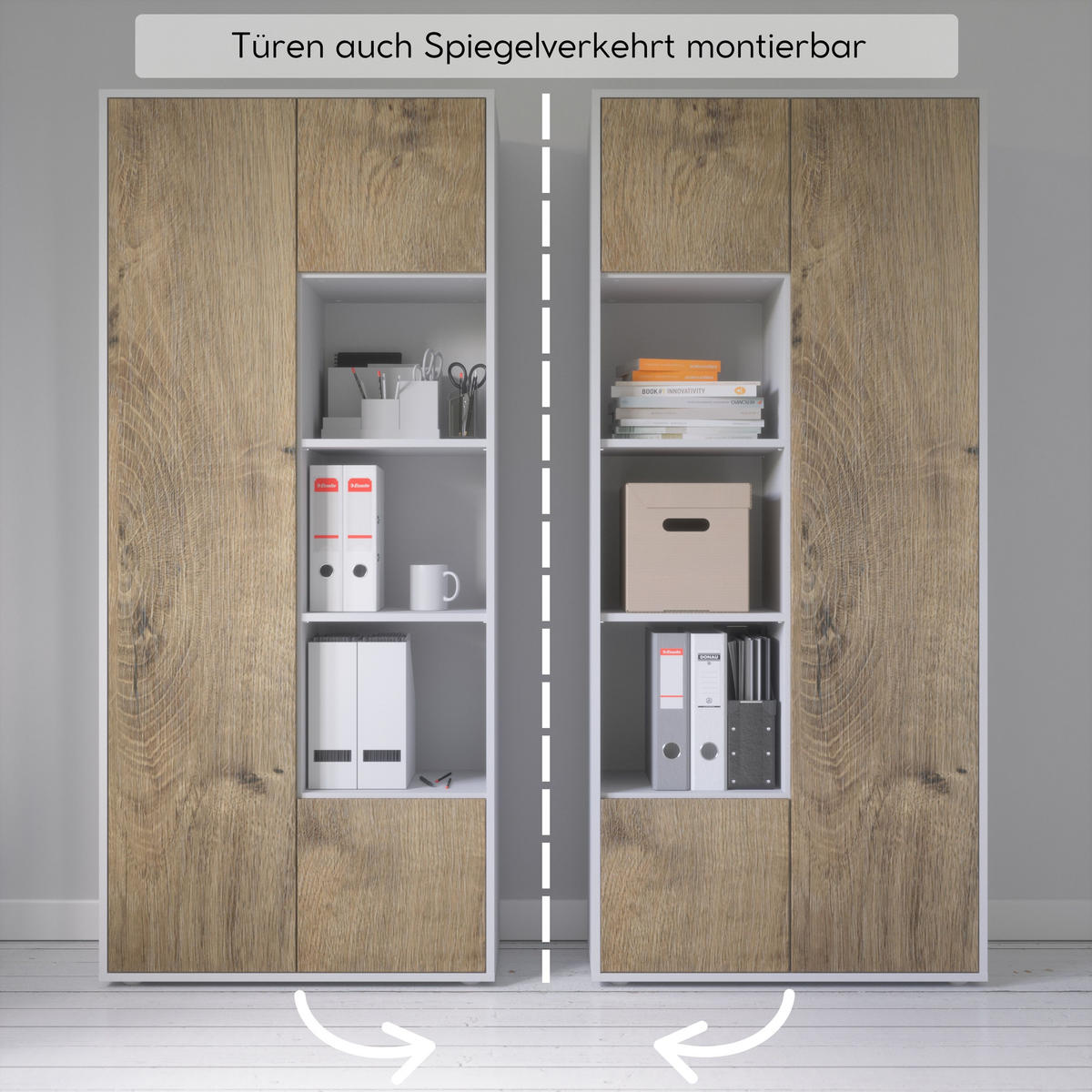 AKTENSCHRANK Amira T30 Eiche Ribbeck 180/80/40 cm - Alteiche, Holzwerkstoff (80/180/40cm) - SIMPLYFURN
