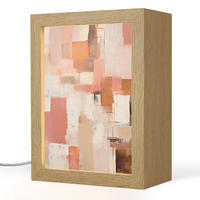 STOLNÍ LAMPA Umění - Růžová - Abstraktní 15x20 cm - šedohnědá, kompozitní dřevo (8/15/20cm) - OnlyWow