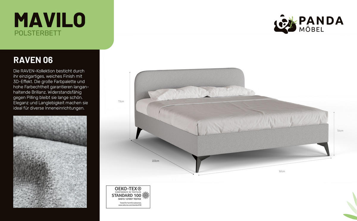 POLSTERBETT Mavilo 160 x 200 cm mit Bettkasten und Lattenrost federkernmatratze 18cm - grau - Grau, Holz (160/200cm) - Panda Möbel