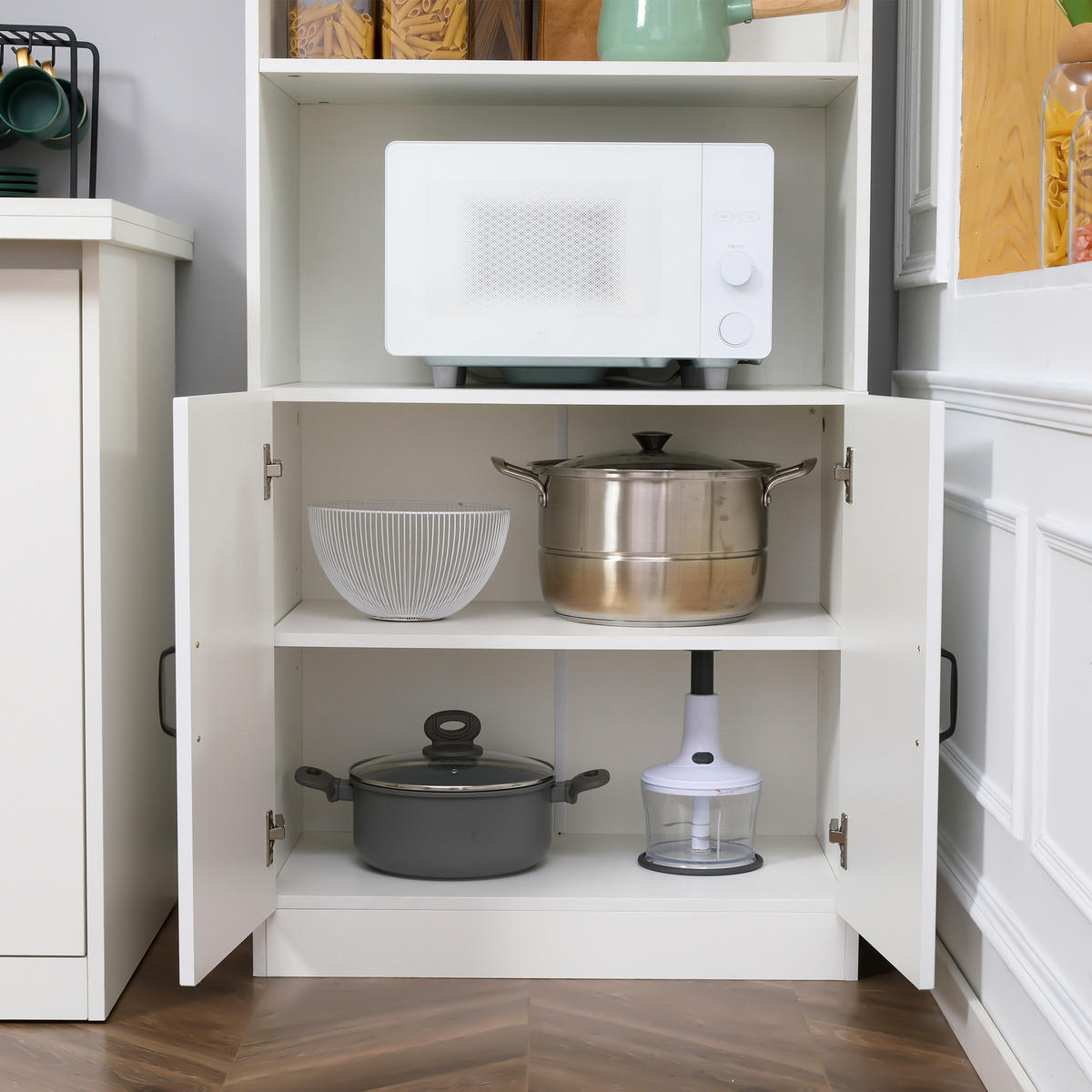 BUFFET DE-37993 70/40/170 cm mit 4 verstellbaren Regalböden Weiß - Weiß, Holzwerkstoff (70/170/40cm) - ComfortXL