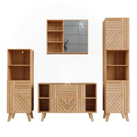 BADMÖBEL-SET Lucie Bambus 4 Teile - Grün, Holzwerkstoff (100/65/36cm) - Vicco