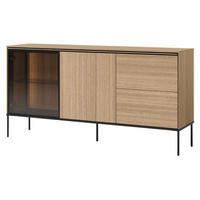 SIDEBOARD 1D1W2S Visso VI-05 - Eichefarben/Schwarz, Holzwerkstoff/Metall (167/85/41cm) - MIRJAN24