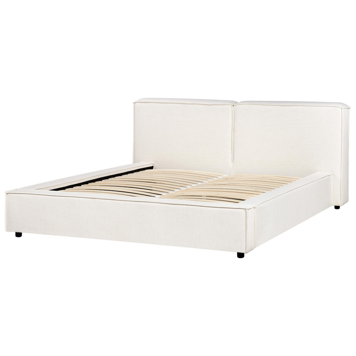POLSTERBETT mit Lattenrost 160x200 cm Weiß Linards - Creme, Textil (160/200cm) - Beliani