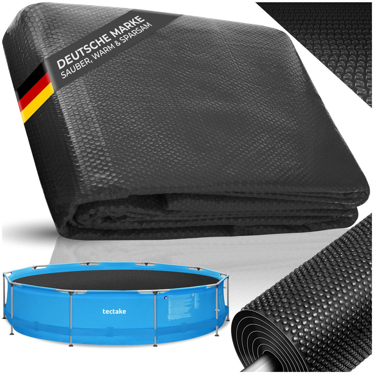 POOL-SOLARFOLIE , Durchmesser 250 cm, schwarz - Schwarz, Kunststoff (250/250cm) - tectake