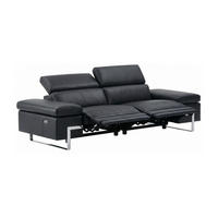3-SITZER Sofa Opera Echtleder mit 2 x Relaxfunktion Schwarz - Schwarz, Leder/Metall (223/75/109cm)