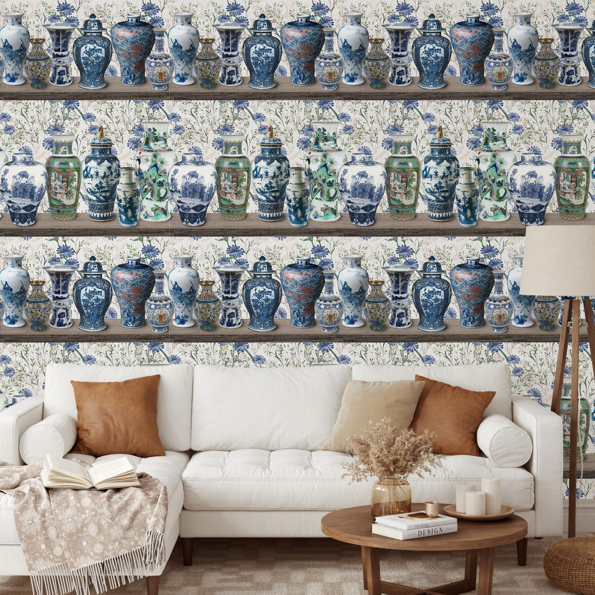 TAPETE Vasen aus echtem Papier, 200x280cm, 8 Bögen - Blau, Papier (200/280cm) - WALLPAPERS4BEGINNERS