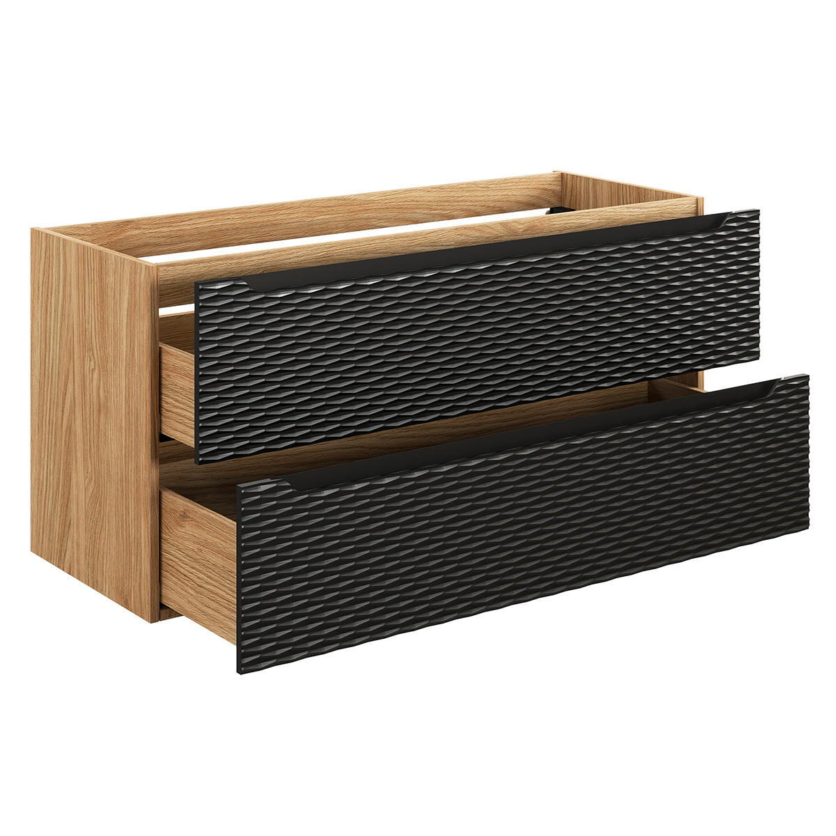 BADMÖBEL 120cm Elora 2er-Set Schwarz und Holz - Schwarz, Holzwerkstoff (120/57/46cm) - Petits-meubles