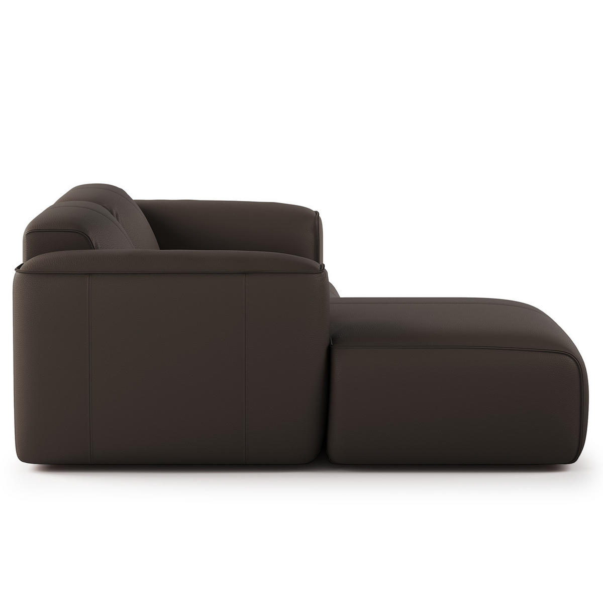ECKSOFA mit XL-Longchair - Dunkelbraun/Schwarz, Leder/Kunststoff (260/171cm) - home24