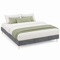BETT 140x200 cm Stoff Grau - Grau, Metall (140/200cm) - Meubliv