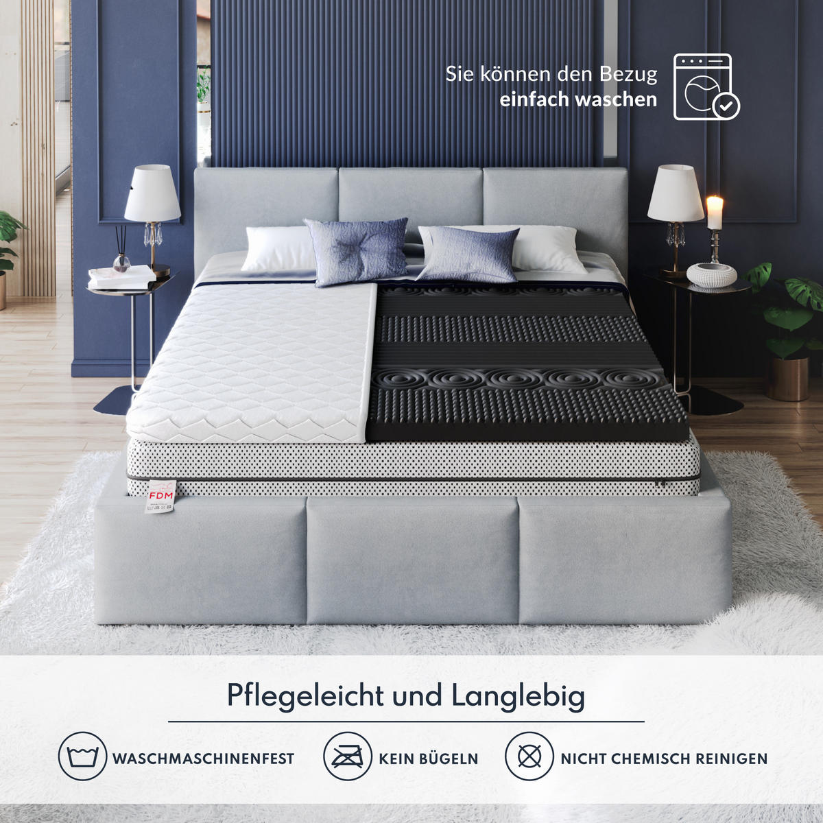 TOPPER Nero Double - Weiß, Textil (120/200cm) - FDM