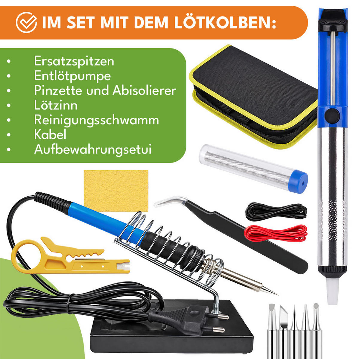 LÖTKOLBEN Set Elektrisch - Grün, Metall (10/3/10cm) - KRUMAD