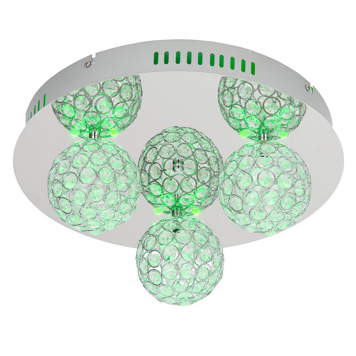 DECKENLEUCHTE Metall Silber Kristalloptik - Silberfarben, Glas (38/38/17cm) - Esto