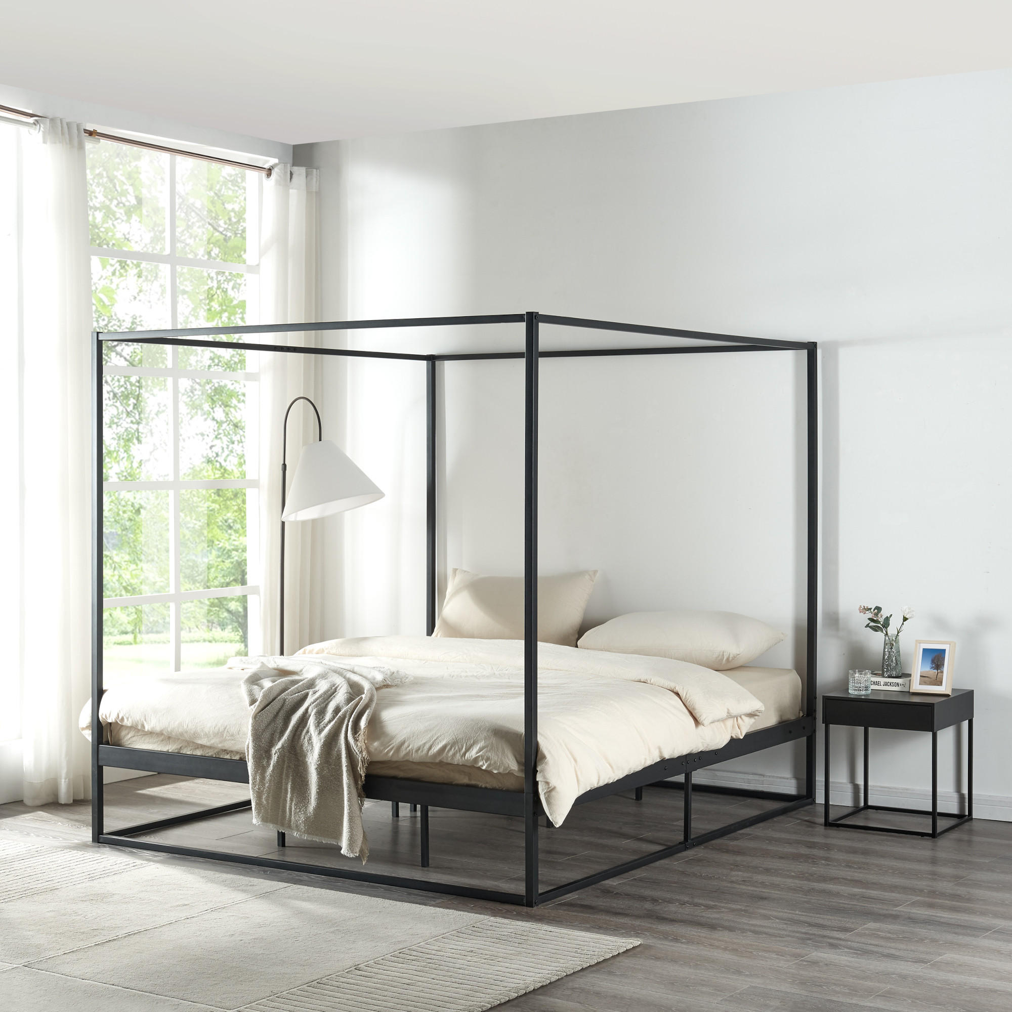 HIMMELBETT Kristianstad - Schwarz, Metall (180/200cm) - [en.casa]
