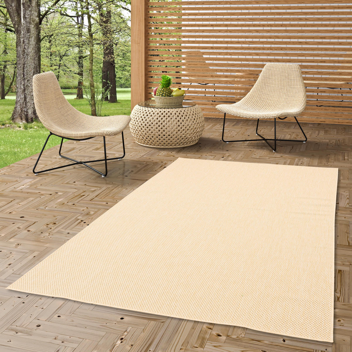 IN & OUTDOOR TEPPICH FLACHGEWEBE VALENCIA MIX - Honig, Textil (120/170cm) - Pergamon