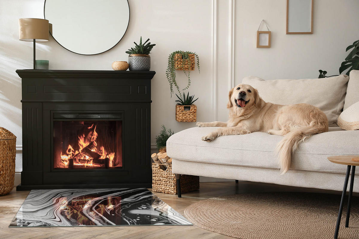 GLASPLATTE für Kamin 100x70 cm Schwarz Weiß - Multicolor, Glas (100/70/0.4cm) - ArtPrintCave