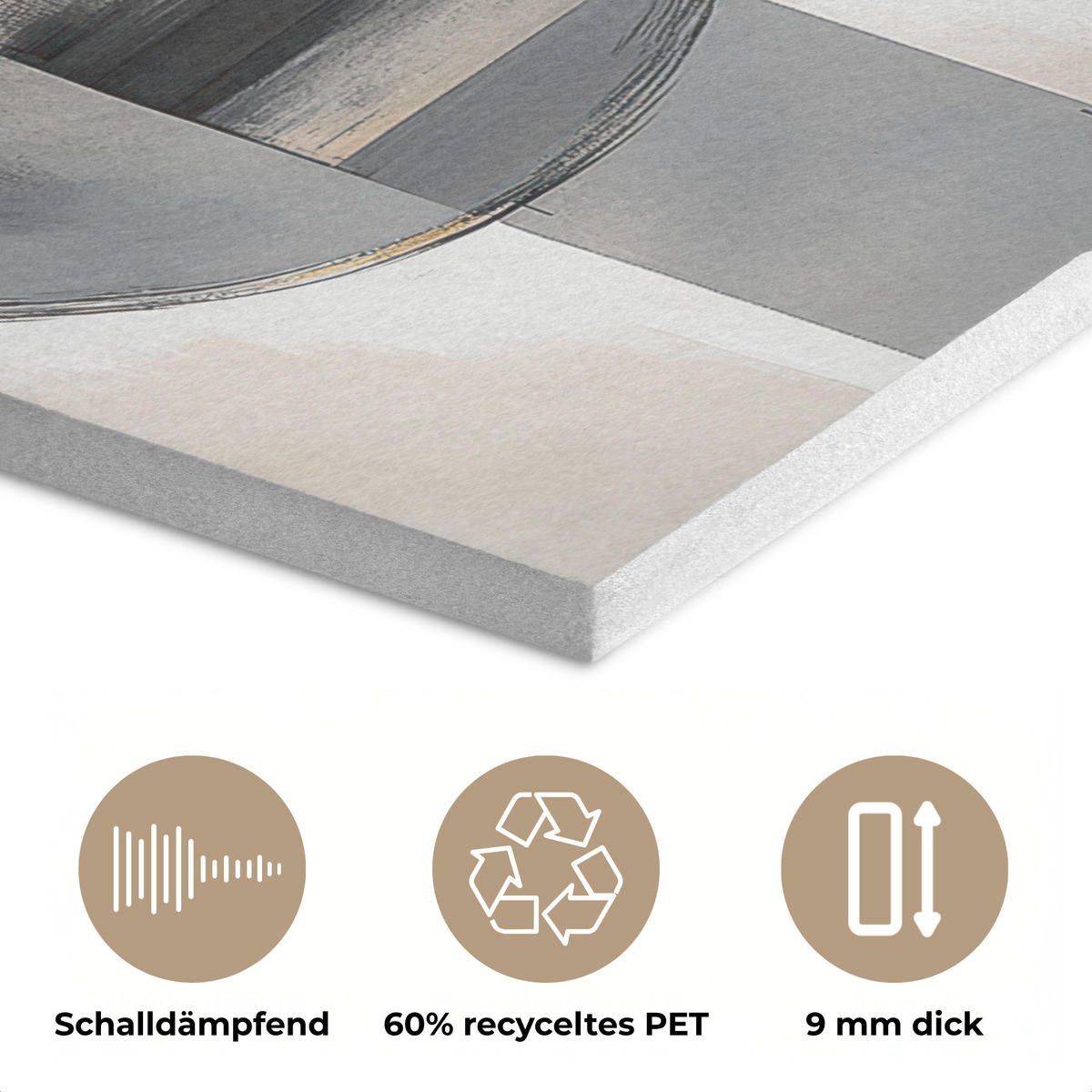AKUSTIKPANEEL Abstrakt - Gold - Silber - Formen - Ästhetisch - Modern 70x100 cm - Goldfarben, Textil (70/0.9/100cm) - MuchoWow