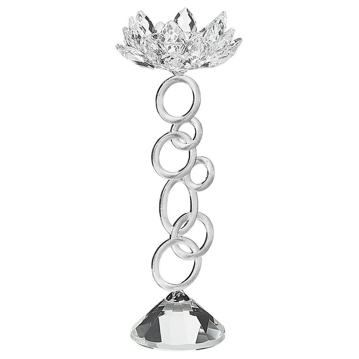 KERZENSTÄNDER Silber Oviedo - Silberfarben, Glas (11/27/11cm) - Beliani