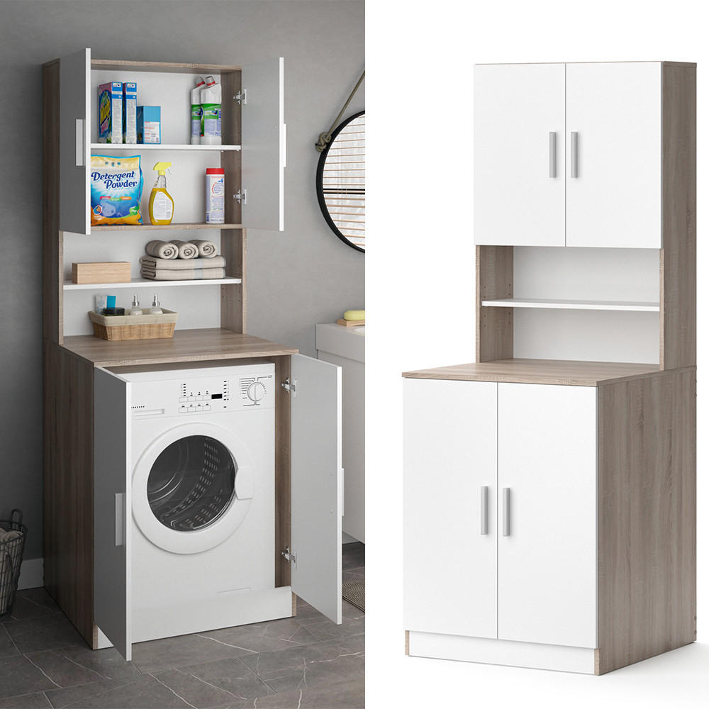 WASCHMASCHINENSCHRANK Liana Sonoma 70.5 x 190.5 cm - Weiß/Sonoma Eiche, Holzwerkstoff (70.5/190.5/70cm) - Vicco