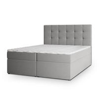 BOXBETT PALMA 160x200 cm mit Matratze und Topper, H2+H3 - Grau - Grau, Holz (160/200cm) - MASSENO