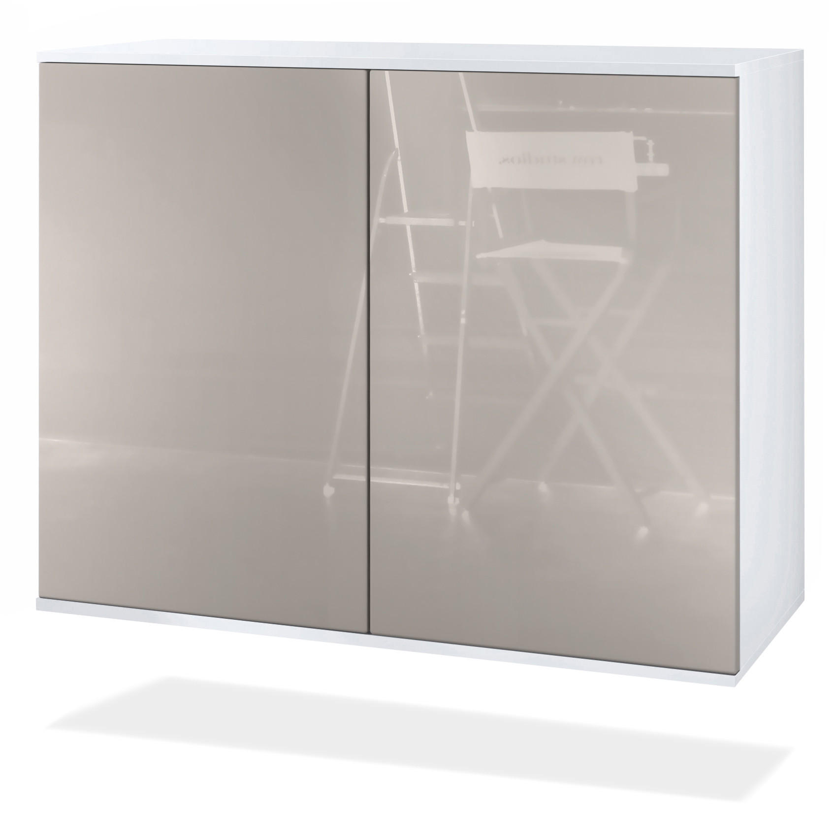 KOMMODE Skadu Sandgrau Hochglanz - Sandfarben, Holzwerkstoff (92.5/73.5/35cm) - Vladon