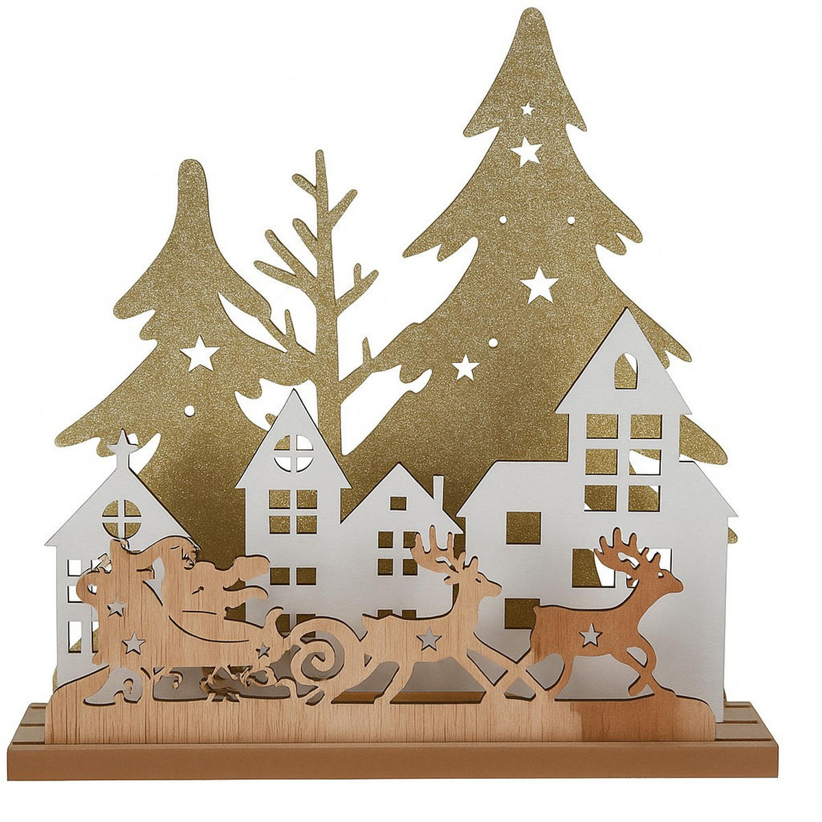 LED-TISCHLAMPE Weihnachten 20 cm - Hellbraun, Holz (19/4.5/20cm) - Home Styling Collection