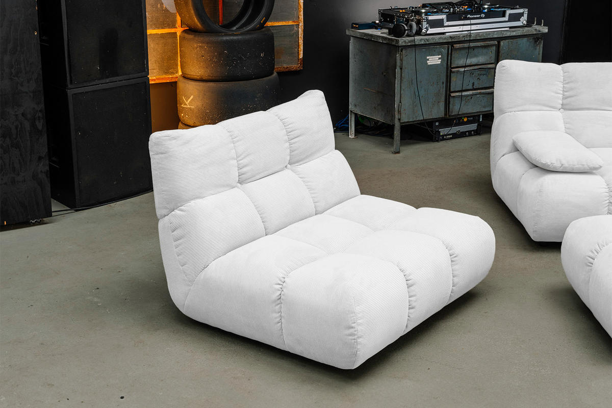 SITZGRUPPE VIVIEN 3ER SET Weiß Cord - Weiß, Kunststoff/Textil (359/85/510cm) - KAWOLA