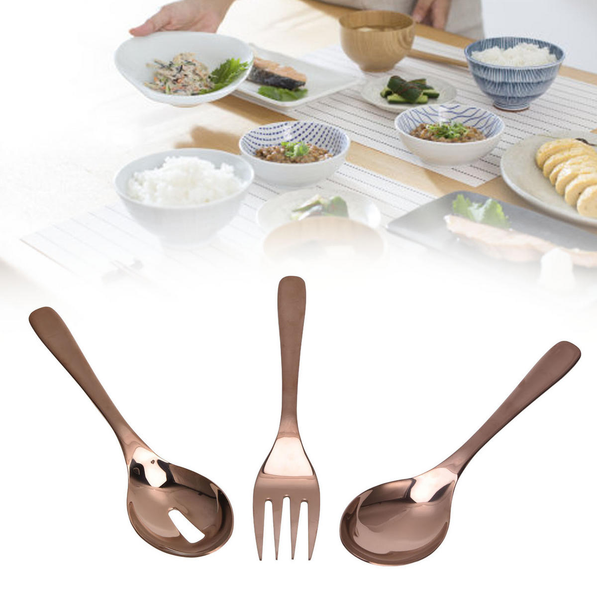 BESTECK-SET 24-teiliges Edelstahl Rosegold – 12 Gabeln und 12 Löffel - Goldfarben, Metall