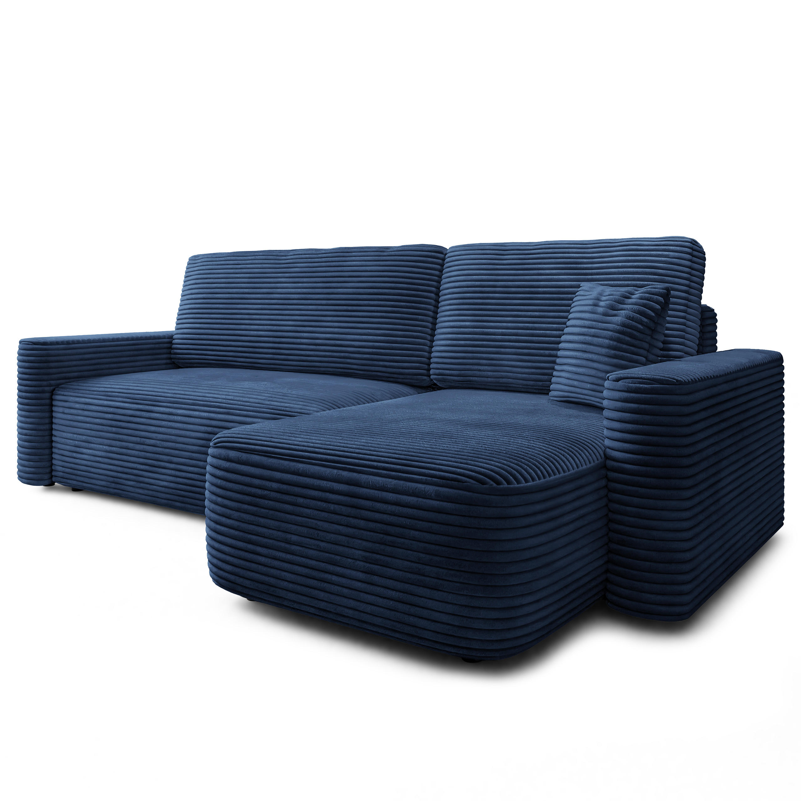 ECKSOFA NERI T Blau Kordstoff mit Schlaffunktion - Blau, Holzwerkstoff/Textil (280/157cm) - MASSENO