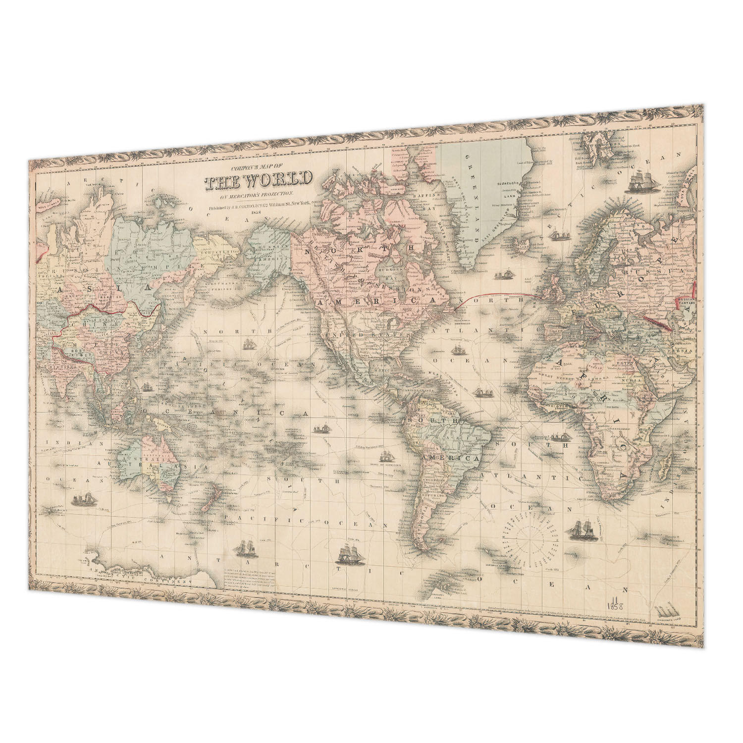 FOTOTAPETE 152x104 cm - Historische Karte - Beige, Textil (152/104cm) - Wallfluent