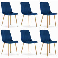 STUHL ORSARA 6-er Set, Blau, Metallbeine in Holzfarbe, mit Samtstoff gepolstert - Blau, Textil/Metall (43/90/51cm) - Komodee
