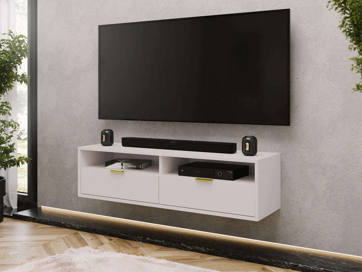 TV-LOWBOARD Queen 140 - Kaschmir/Goldfarben, Holzwerkstoff/Metall (140/35/33cm) - MIRJAN24