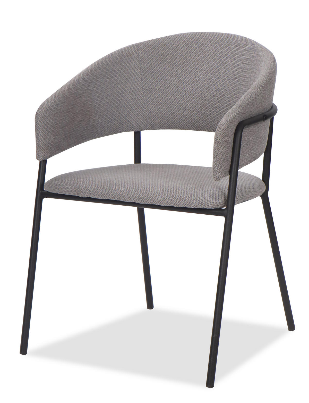 STUHL OVO gespolsterter - grau - Glamour Chenille - Schwarz/Grau, Textil/Metall (56/79/54cm) - NEW HOME