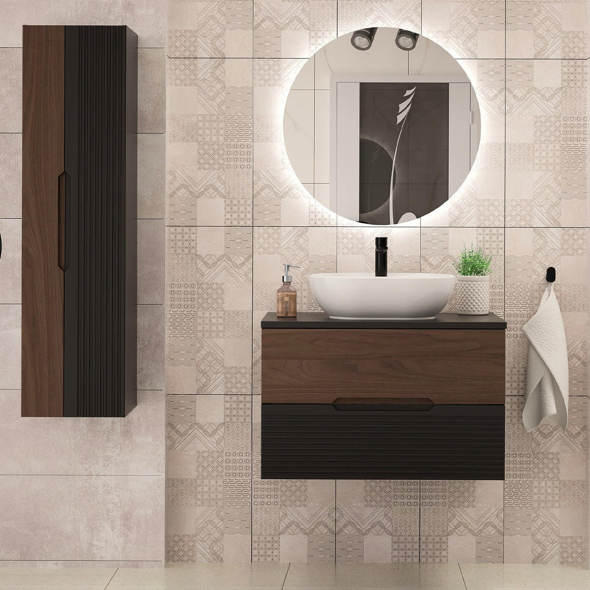 DONJI ELEMENT ZA UMIVAONIK 80.6cm Sylla Crno i drvo - crna, drvni materijal (80.6/52.2/45.8cm) - Petits-meubles