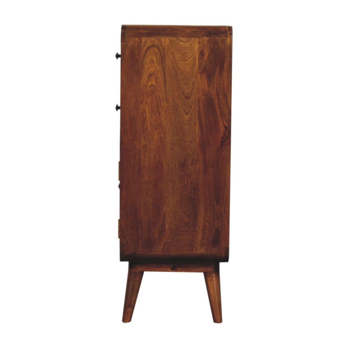 KOMMODE Curved Nordic Charm, Braun - Messingfarben/Braun, Mangoholz/Holz (35/96/75cm) - Artisan Furniture