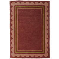WOLLTEPPICH handgetuftet WENSUM, Scallop-Bordüre, Beerenrot, 120 x 170 cm - Rot, Textil (120/170cm) - KADIMA DESIGN