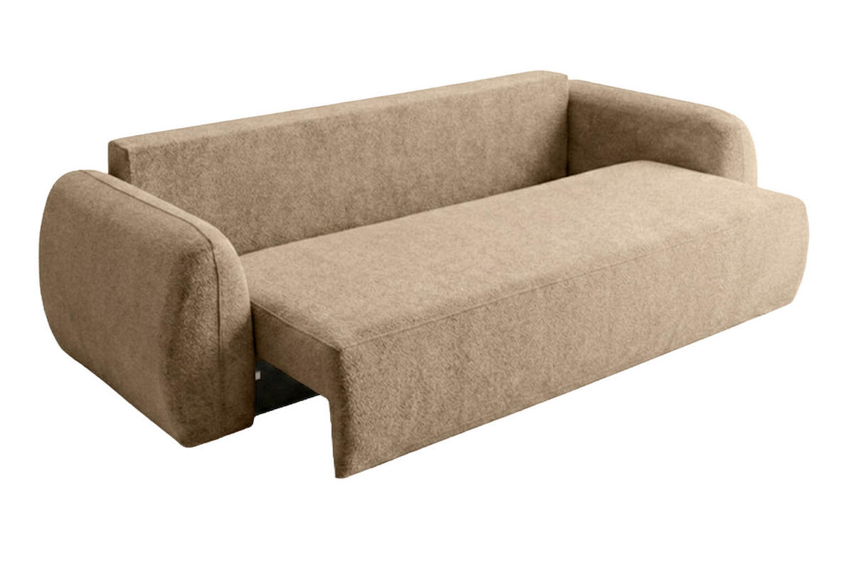POHOVKA S Funkcí Spaní A Úložným Prostorem, Látka Doha, Tmavě Béžová, HELA - béžová, dřevo (250/89/100cm) - Kaiser Möbel