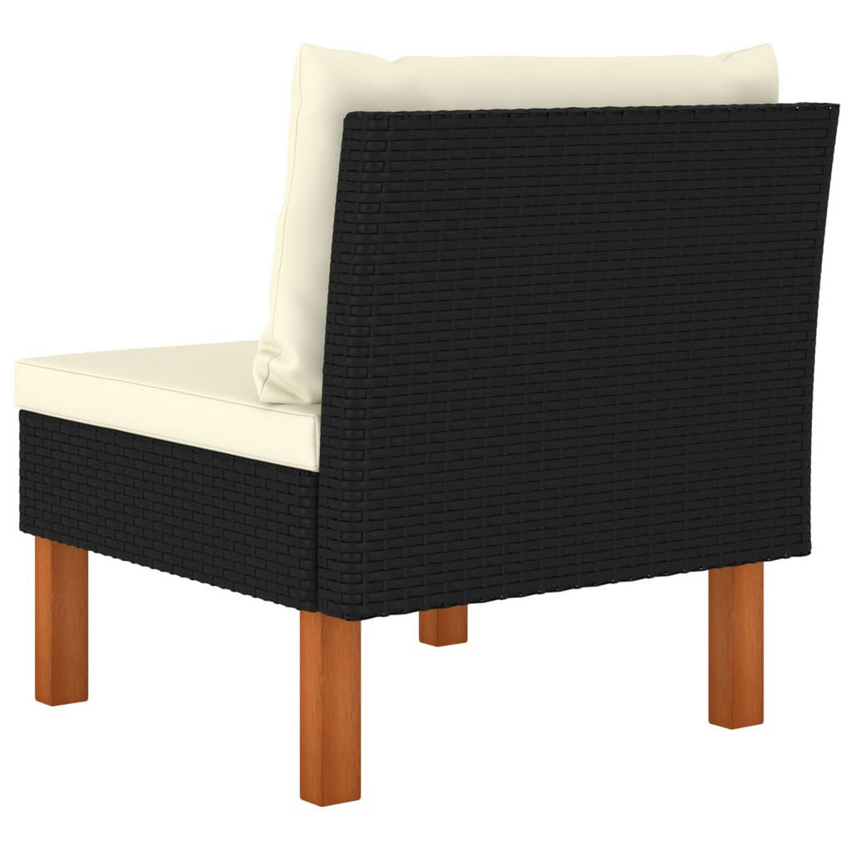 LOUNGEMITTELTEIL POLY RATTAN UND EUKALYPTUS MASSIVHOLZ - Schwarz, Kunststoff (64.5/67/60.5cm) - vidaXL