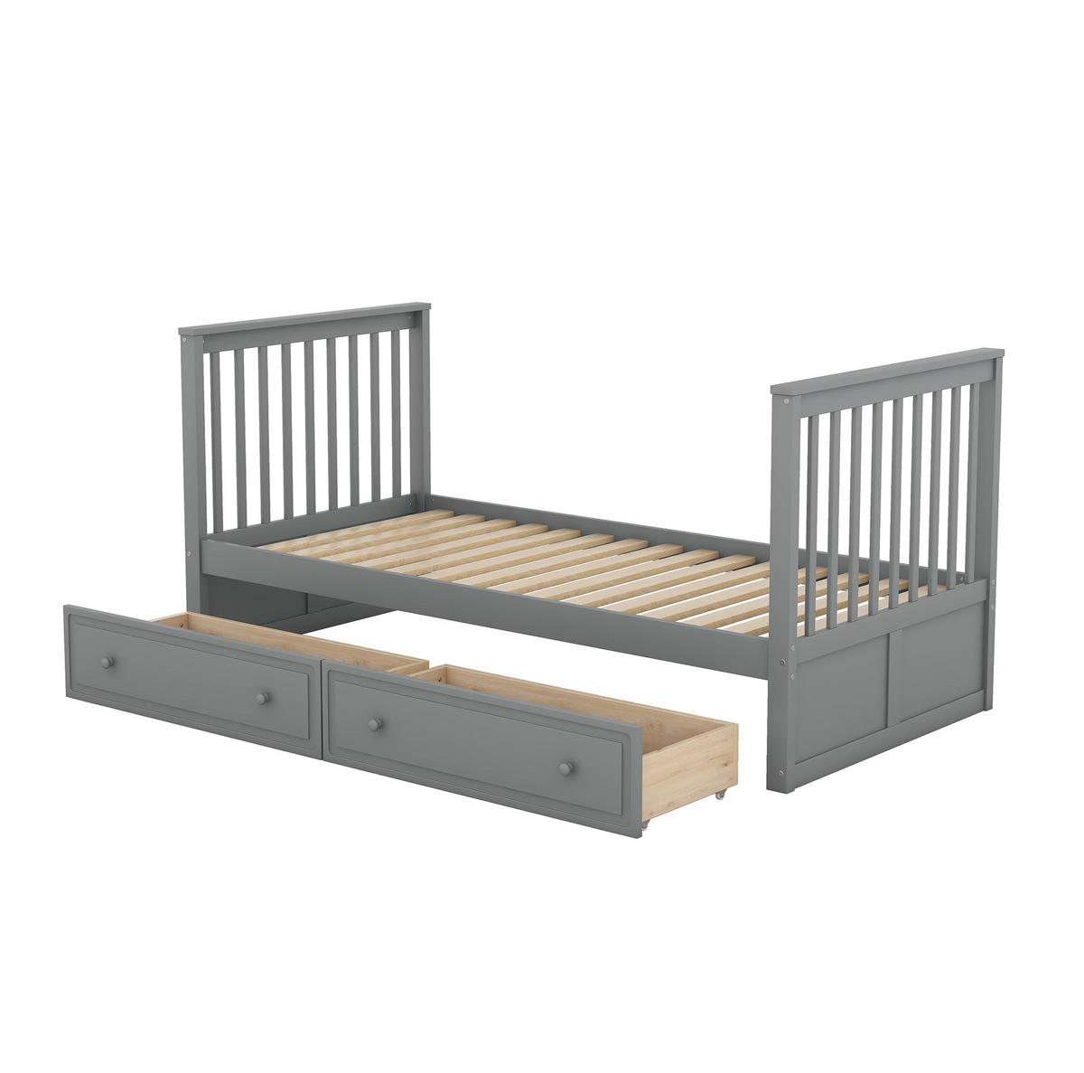 ETAGENBETT 90/200 cm Grau mit Schubladen und Umbaumöglichkeit - Grau, Holz (90/200cm) - OKMYHOME
