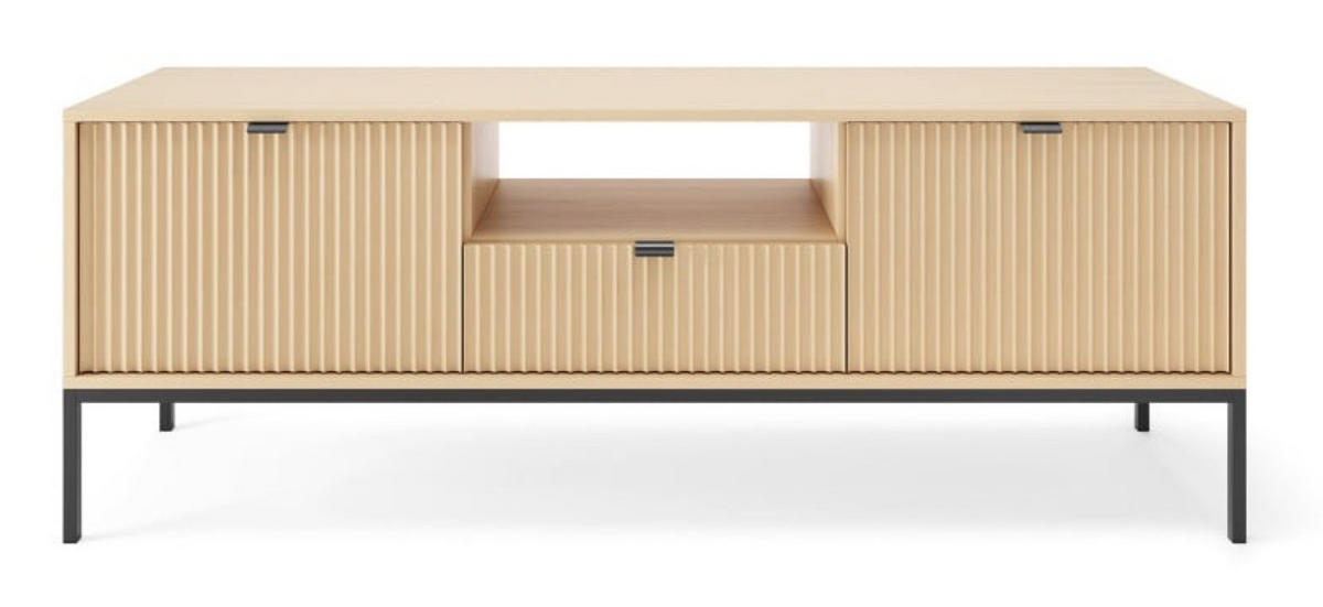 TV-SCHRANK Vicenza Eiche Schwarz Hohe Beine - Beige, Holzwerkstoff (154/56/39cm) - Sepro Meble
