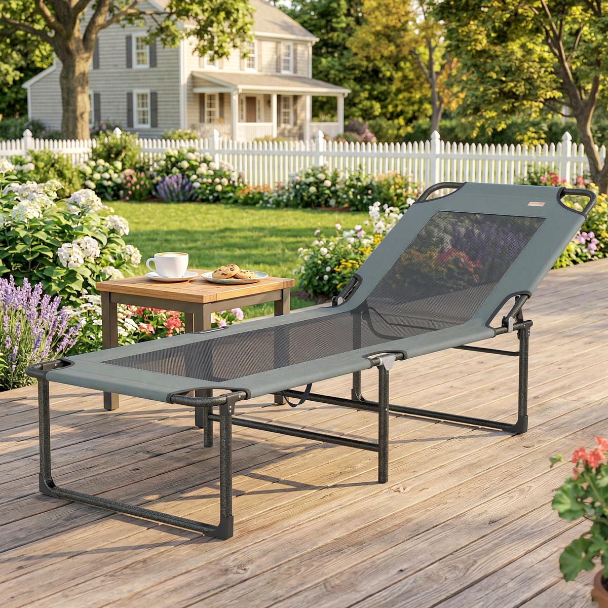 OUTDOOR-KLAPPLIEGE, Einheitsmodell, Gris, 4-fach verstellbar mit Griff - Grau, Metall (175/68/58cm) - Vallsero