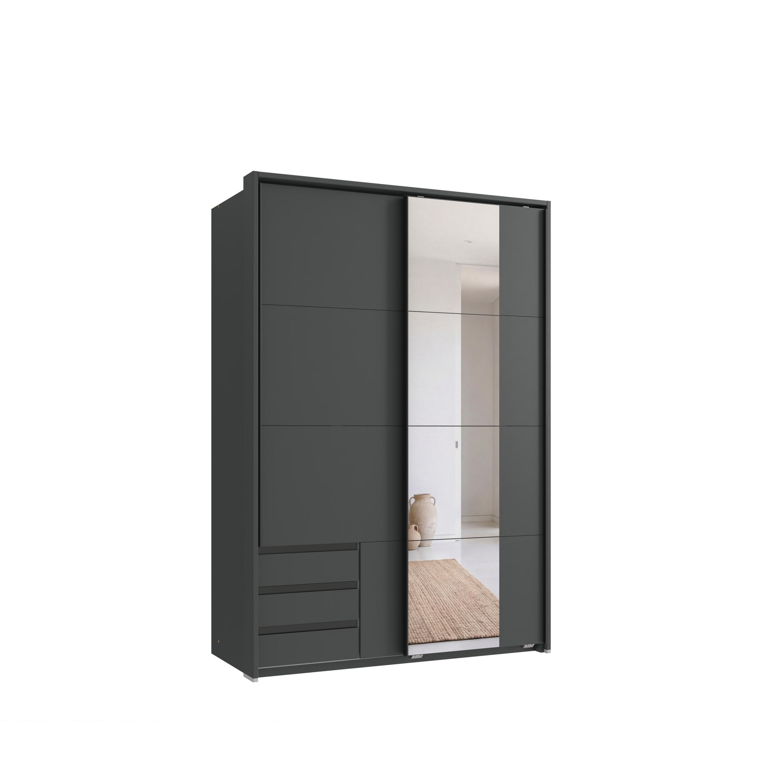 luma-home Schwebetürenschrank Graphit 138x200x65 cm