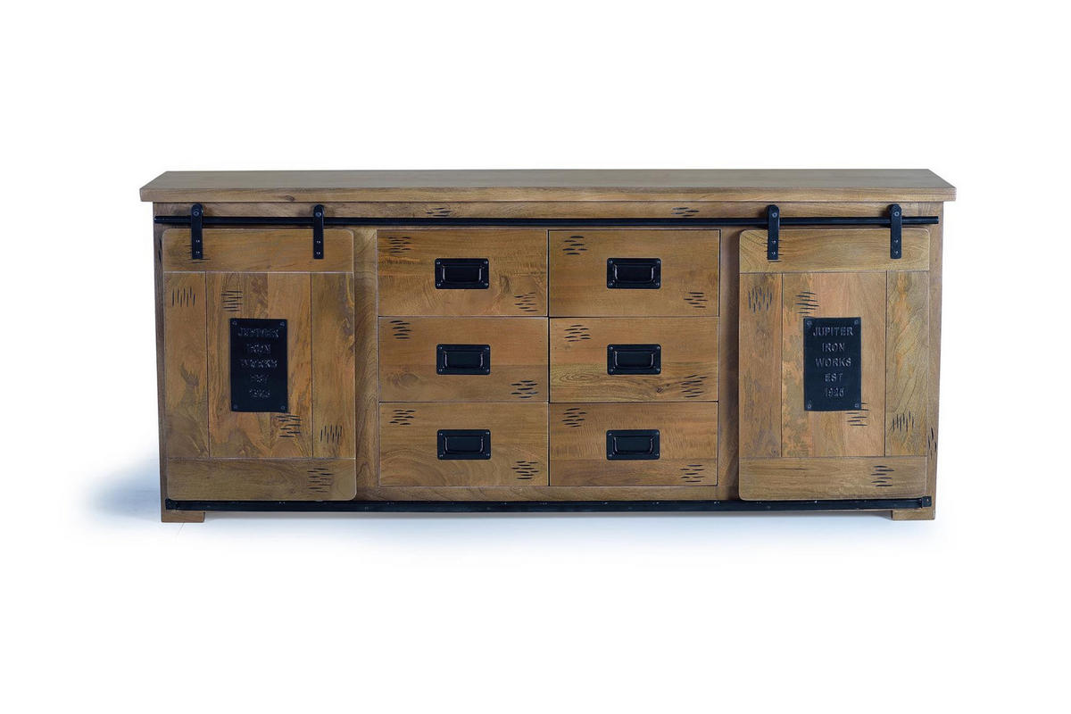 SIDEBOARD aus Mangoholz und Schwarz - Braun, Holz (45/80/190cm) - Giner y Colomer