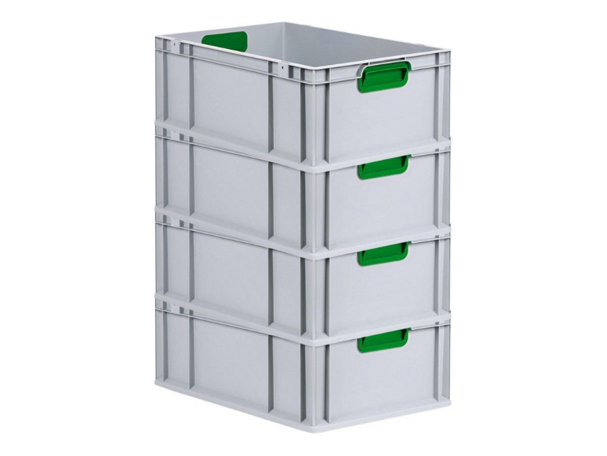 EUROBOX 4x Nextgen Color 22x40x60cm 44 Liter Griffe Grün Geschlossen - Grün, Kunststoff (40/17/60cm) - PROREGAL