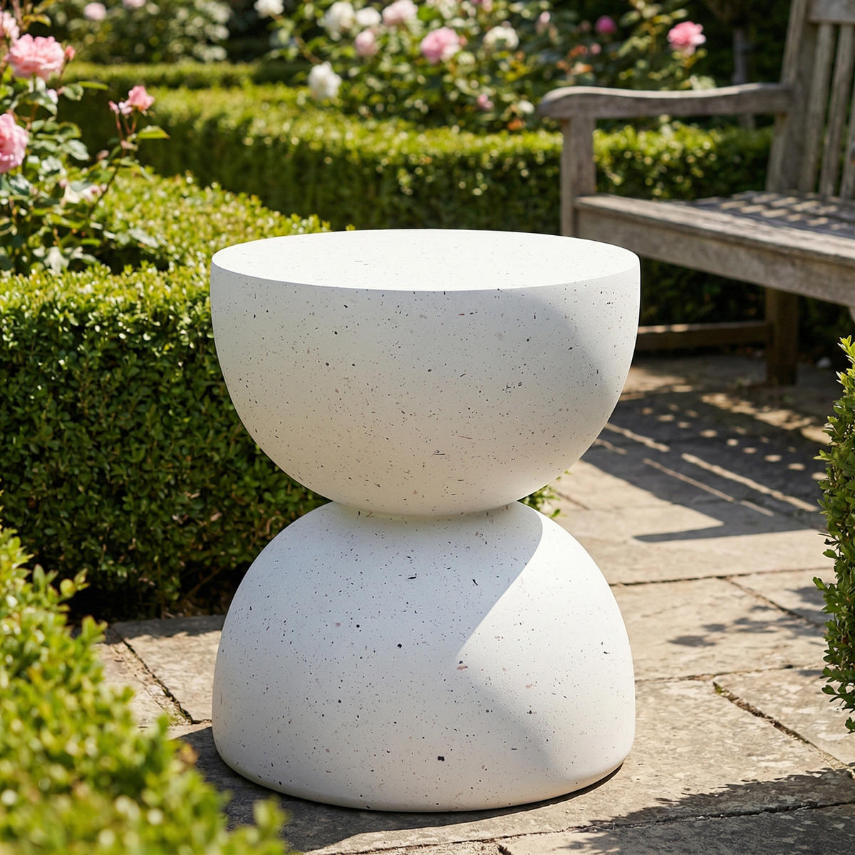 BEISTELLTISCH, MgO, Indoor/Outdoor, Terrazzo Weiß - Weiß, Naturmaterialien (39.5/39.5/45.5cm) - FLIEKS