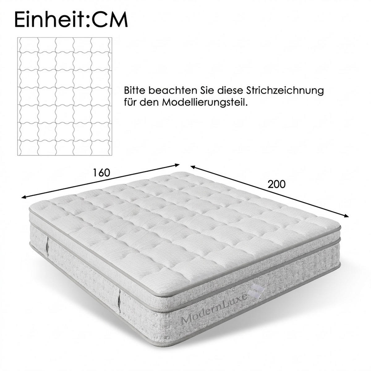 TASCHENFEDERKERNMATRATZE 160/200 cm Weiß H3, 25cm Hohe Kaltschaum Hybrid-Matratze - Weiß, Textil (160/200cm) - Oxeza