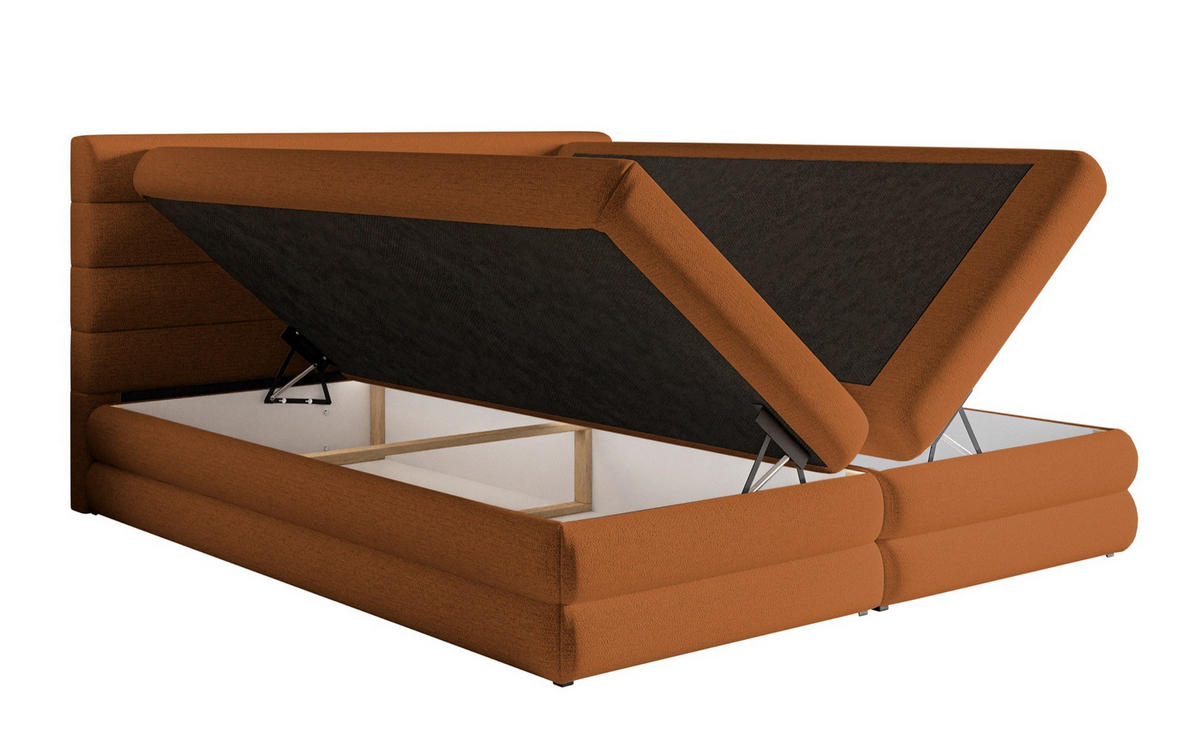 BOXBETT ALEGRE Kupferbraun 180x200 cm - Schwarz/Kupferfarben, Holz/Textil (180/200cm) - Selsey