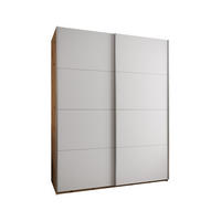 SCHWEBETÜRENSCHRANK 245,5/190/64 2-türig - Silberfarben/Weiß, Holz/Metall (190/245/64cm) - Abiks Möbel