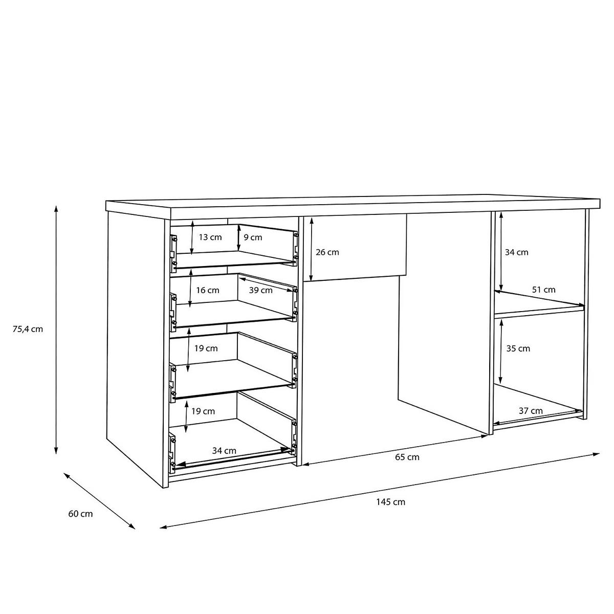 SCHREIBTISCH - Eichefarben, Holzwerkstoff (60/145/76cm) - home24